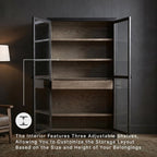 Signature Design by Ashley Lenston Black Accent Cabinet with Glass Doors | Tempered glass doors, 3 adjustable shelves, Wood oak veneer and engineered wood construction, 1 soft-close drawer