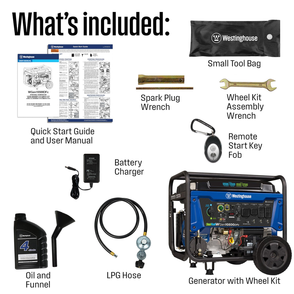 Westinghouse 14500 Peak Watt Dual Fuel Home Backup Portable Generator, Remote Electric Start, Transfer Switch Ready, Gas and Propane Powered