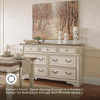 Signature Design by Ashley 7 Drawer Dresser for Bedroom, Two-Tone White | French country aesthetic with distressed wood top, Smooth-gliding dovetail joints and bronze-tone hardware, Realyn Series