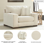 Signature Design by Ashley Oversized Accent Chair and a Half, Birch Beige | Plush textured polyester chenille with track arms, Sag-resistant platform foundation, Reversible cushions, Maggie Series