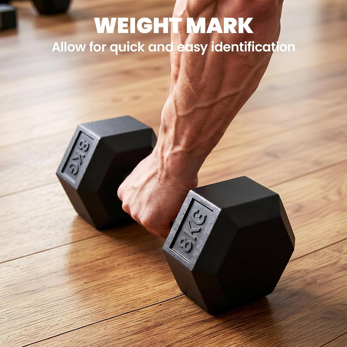 HOMCOM 2x4kg/2x5kg/2x6kg/2x8kg/2x10kg Rubber Hex Dumbbell Set Anti-Rolling Free Weights Dumbbells Pair with Knurled Grip for Home Gym Strength Training Exercise