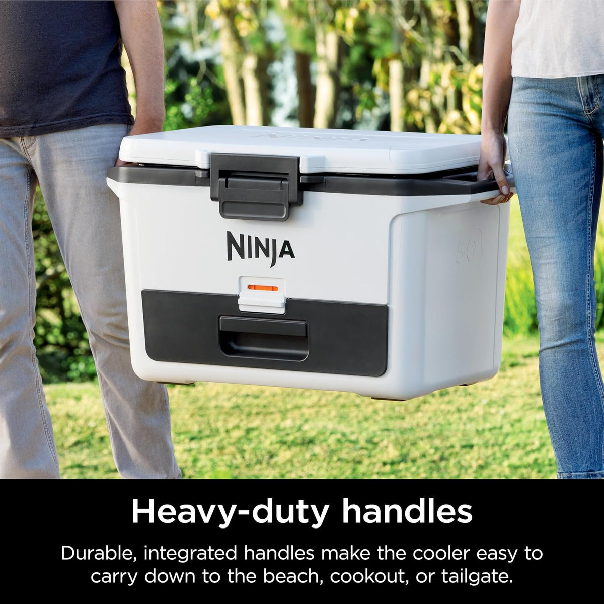 Ninja FrostVault™ 50qt Hard Cooler with Dry Storage Drawer, Spanish Moss | Ninja FrostVault keeps food cool, dry & separate under 40°F for days, with 50-qt capacity holding up to 80 cans