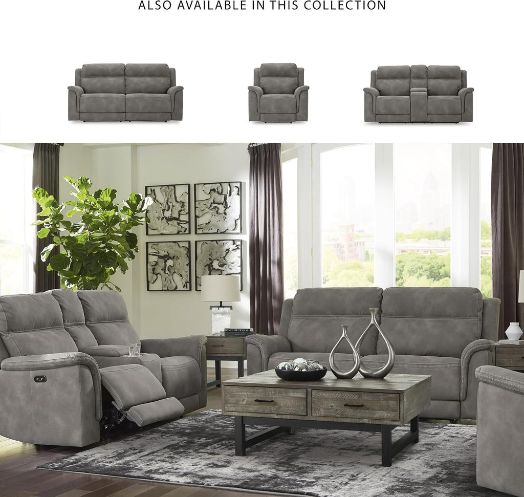Signature Design by Ashley Power Recliner, Slate Zero Wall | Water-resistant faux leather, Zero-gravity power recline, Zero-draw USB port, Next-Gen Durapella Series