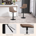 HOMCOM Bar Stools Set of 2 Retro Adjustable Kitchen Stool Swivel Brown
