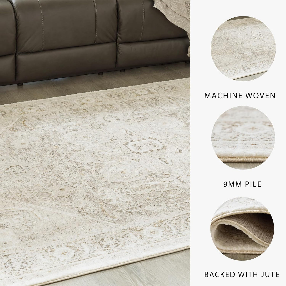 Signature Design by Ashley Gatwell Vintage Persian Rug 8x10 | Machine woven polyester face with jute backing, Medium 9 mm pile height, Contemporary area rug for living rooms