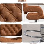 HOMCOM Bar Stool w/Wide Seat U-Shaped Armrest PU Leather, Brown