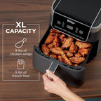 Ninja Air Fryer Pro XL, 6.5 Qt, 7-in-1, Grey, AF182AMZ | Max crisp, broil, air fry, roast, bake, reheat, dehydrate, 450F max, Fits 9 lbs wings