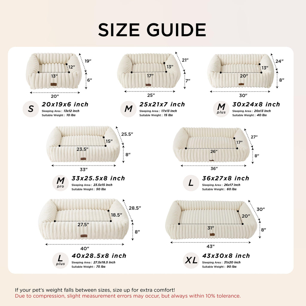 Bedsure ComfyFleece® Cute Dog Beds Large Sized Dog Washable，36in Cream