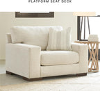 Signature Design by Ashley Oversized Accent Chair and a Half, Birch Beige | Plush textured polyester chenille with track arms, Sag-resistant platform foundation, Reversible cushions, Maggie Series
