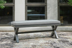 Signature Design by Ashley Elite Park Outdoor Bench with Foam Cushion, Nuvella Weather Resistant Fabric, Rust Free Aluminum Frame, 54" W x 17" D x 16.5" H, Gray