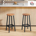 HOMCOM Bar Stools Tall Bar Chairs with Steel Frame Set of 2 Brown
