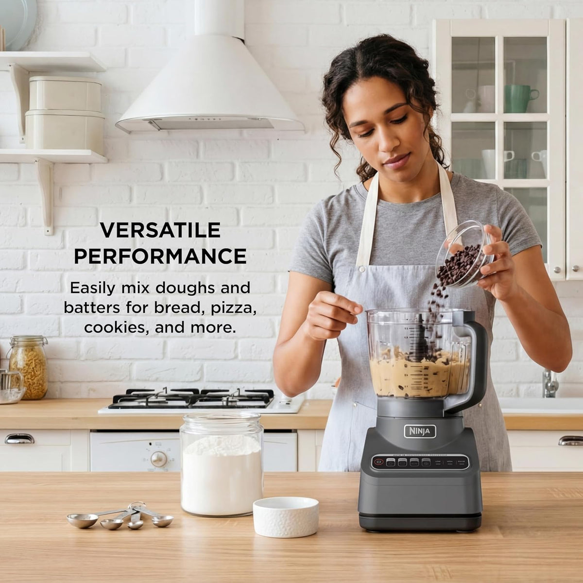 Ninja Professional Plus Food Processor, 1000PW, 9-Cup, Grey, BN601 | Auto-iQ presets chop, slice, puree & mix dough. 9-cup bowl, 3 blades, feed chute & pusher. Dishwasher-safe parts.