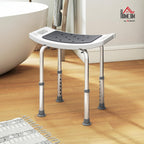 HOMCOM Shower Chair Height-Adjustable Bath Stool for Elderly Grey