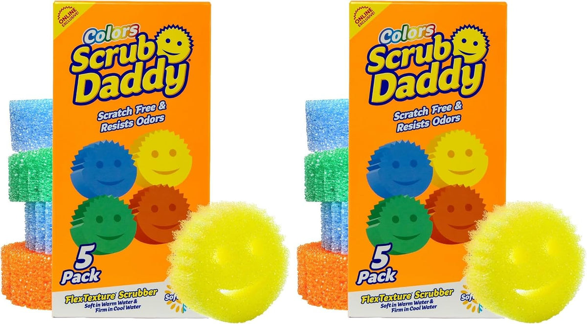 Scrub Daddy Colors Kitchen Sponges - Scratch-Free Dishwashing Sponges & Sponge for Kitchen Sink, Bathroom & Household Cleaning - BPA-Free Polymer Foam (3 Count)