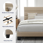 Allewie Queen Size Platform Bed Frame with Fabric Upholstered Headboard