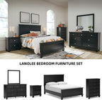 Signature Design by Ashley Tall Farmhouse Nightstand, 2 Drawer, Black