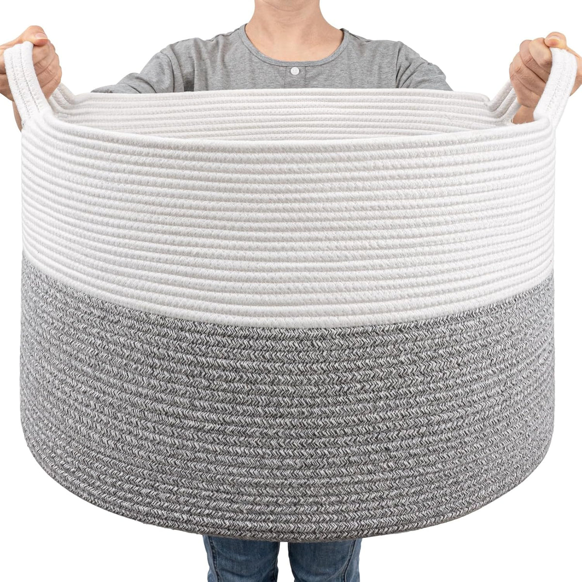 Goodpick Woven Rope Basket for Blankets Fit Nursery & Living Room, 45L