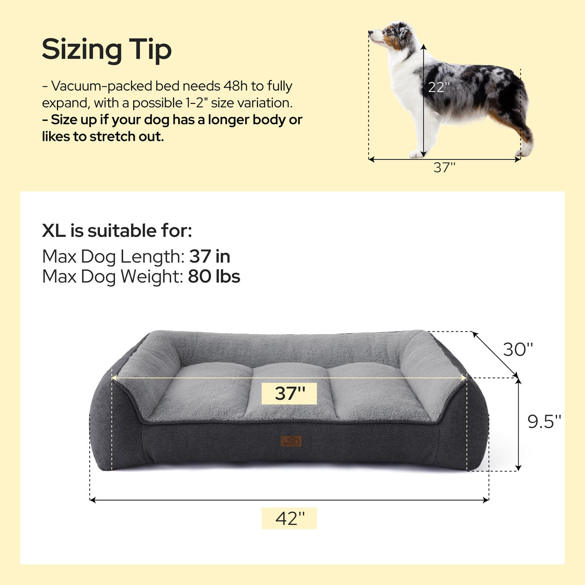 Bedsure SupportMax® Extra Thick Orthopedic XL Dog Bed for Extra Large Dogs