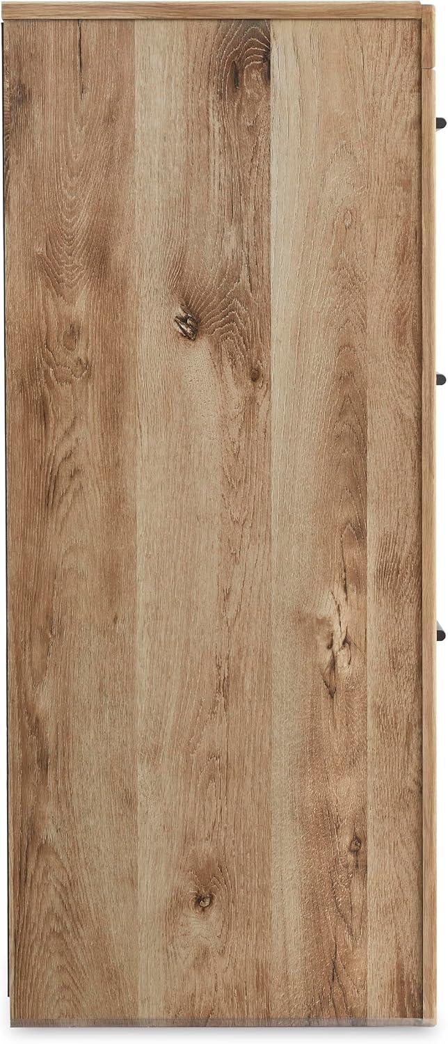 Signature Design by Ashley 6 Drawer Dresser for Bedroom, Golden Oak | 5-minute quick assembly, Contemporary tan brown finish, Durable engineered wood, Hyanna Series