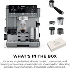 Ninja Luxe Café Premier Espresso & Rapid Cold Brew, Gunmetal, ES601GM | Drip Coffee, Built-in Coffee Grinder, Hands-Free Milk Frother, Assisted Tamper for Cappuccinos & Lattes