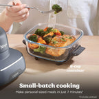 Ninja Crispi Glass Air Fryer, 4-in-1, Grey, FN101GY | Max crisp, bake, air fry, recrisp, 450F max, 4 Qt and 6 Cup containers, PFAS-free glass