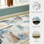 Signature Design by Ashley Washable Area Rug, 8x10, Abstract | 100% polyester with 7 mm medium pile, Abstract contemporary style for living rooms, Hessland Series