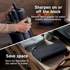 Ninja® NeverDull® 10-Pc German Steel Knife Set, Cyberspace, NK32010BL1 | Stays razor-sharp 10+ years. Premium German steel. Removable sharpener stores in a drawer saving up to 35% more counter space