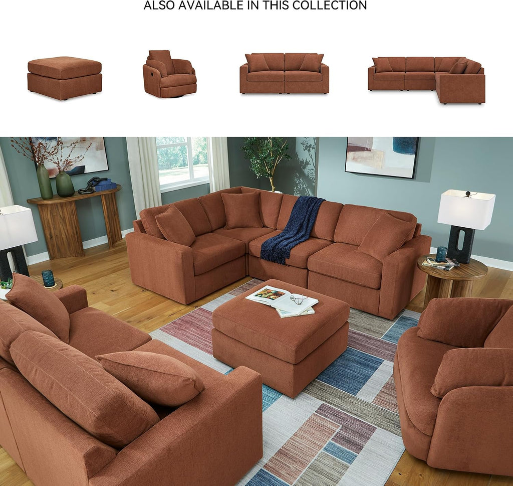 Signature Design by Ashley Modmax Contemporary Swivel Glider Recliner, Manual Reclining Chair for Living Room or Nursery, Next-Gen Nuvella Stain-Resistant Fabric, Hidden Storage, 42" W, Orange