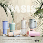 Ello Oasis 30oz Tumbler with Handle & Retracting Straw | Reusable Insulated Stainless Steel Cup 100% Leakproof | Gifts for Teens Women Men | Keeps cold for 23 Hours | Cup Holder Friendly | Black