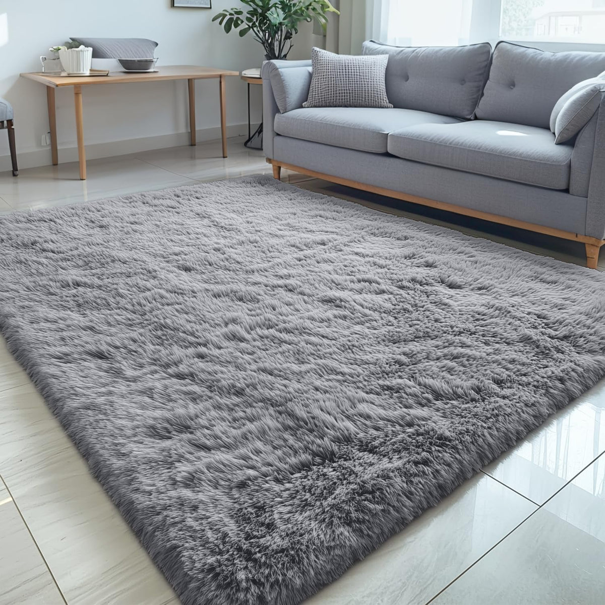 OLANLY Beige Round Rugs for Bedroom - Machine Washable, 4 ft Circle Area Rugs for Living Room, Soft and Fluffy Shaggy Carpet for Teen Girls and Boys, Nursery Rooms, Dorms, Home Decor Aesthetic