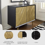 Signature Design by Ashley Tayner Contemporary Accent Cabinet with 2 Doors and 1 Shelf, Black & Metallic