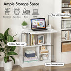Wall Mounted Table Folding Desk,Drop Leaf Floating Table w/4 Storage Shelve