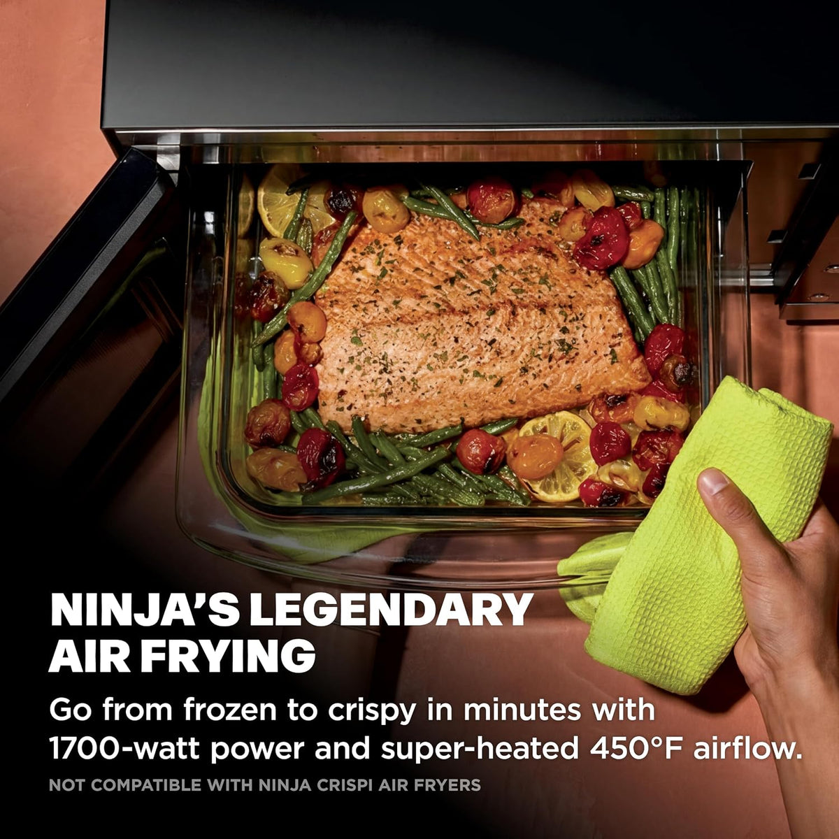 Ninja® Crispi™ Microwave & Air Fryer with FusionCrisp, Black, MW101BK1 | Replaces a countertop microwave and air fryer with 14 functions; Fast 1000W microwave and powerful 1700W Ninja® air fryer.