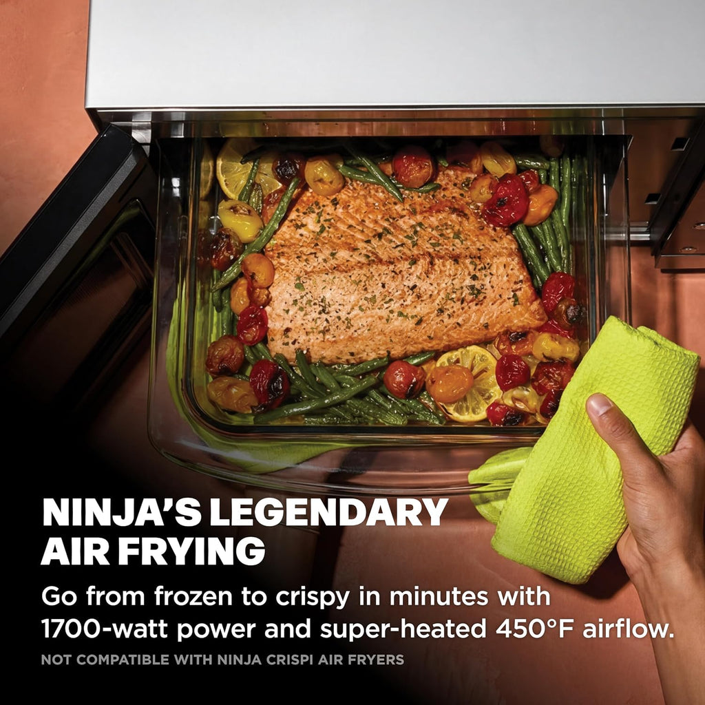 Ninja® Crispi™ Microwave & Air Fryer with FusionCrisp, Silver, MW101 | Replaces a countertop microwave and air fryer with 14 functions; Fast 1000W microwave and powerful 1700W Ninja® air fryer.