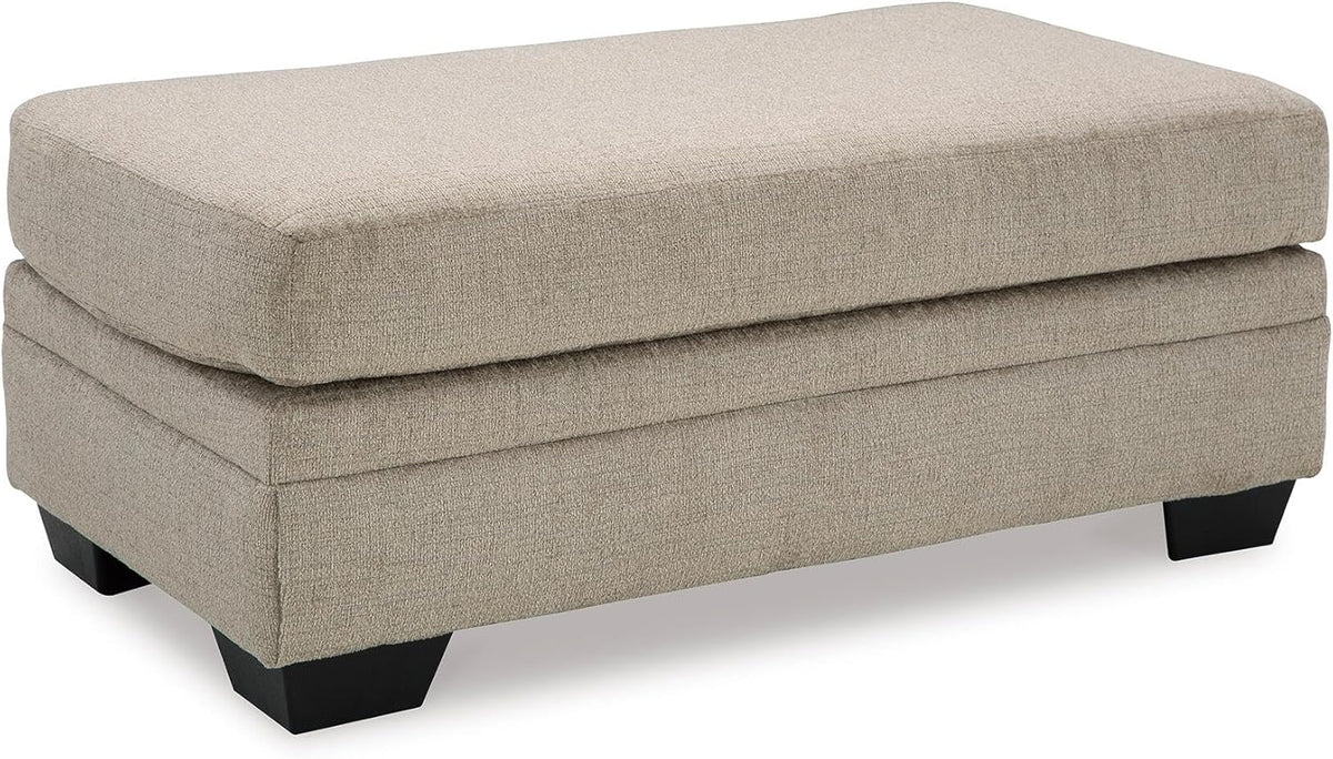 Signature Design by Ashley Stonemeade Rectangular Chenille Ottoman, Taupe | Plush taupe 100% polyester chenille, Instant setup with zero assembly required, Fits standard 32 in doorways