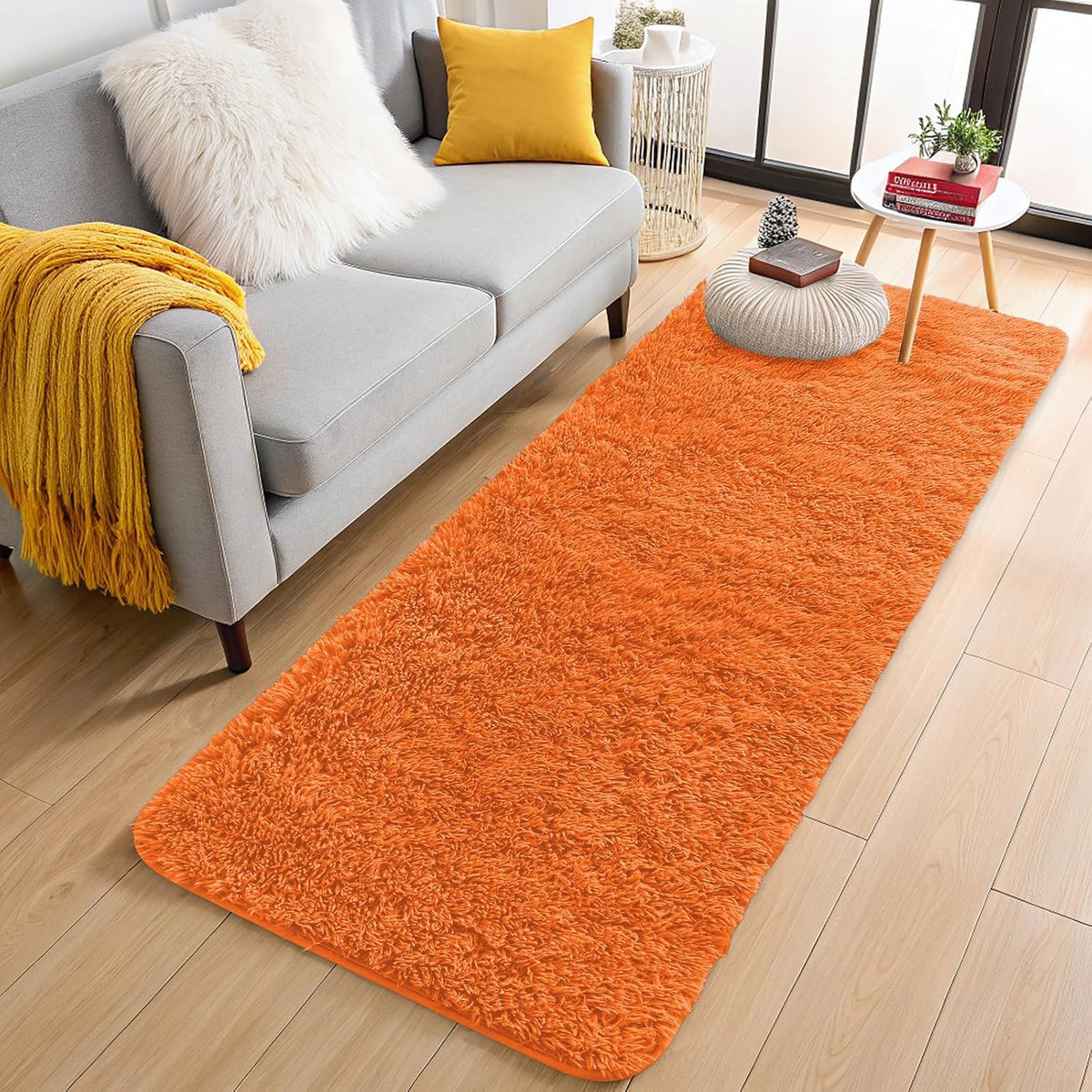 OLANLY Beige Round Rugs for Bedroom - Machine Washable, 4 ft Circle Area Rugs for Living Room, Soft and Fluffy Shaggy Carpet for Teen Girls and Boys, Nursery Rooms, Dorms, Home Decor Aesthetic