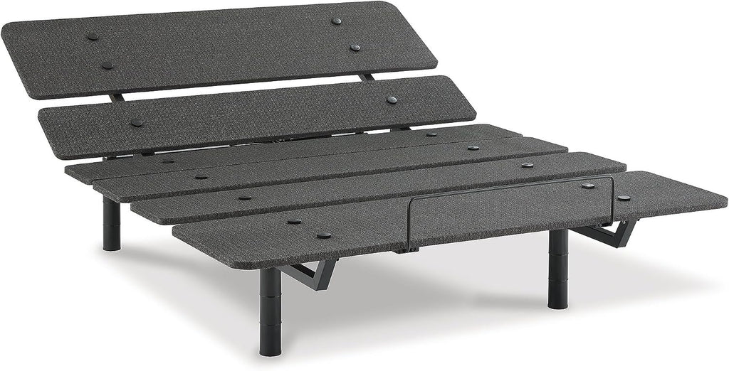Signature Design by Ashley Cosmic Queen Adjustable Base Bed Frame | Powder coated metal construction, Memory foam and hybrid mattress compatible, Head and foot incline, 2 USB ports