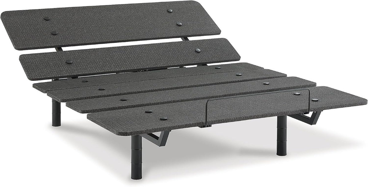 Signature Design by Ashley Cosmic Queen Adjustable Base Bed Frame | Powder coated metal construction, Memory foam and hybrid mattress compatible, Head and foot incline, 2 USB ports