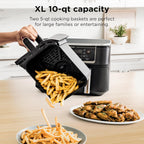 Ninja Foodi Air Fryer, 10 Qt DualZone, 6-in-1, Black, DZ302 | Air fry, broil, roast, keep warm, dehydrate, bake, 2x5 Qt baskets, Fits 8 lbs wings