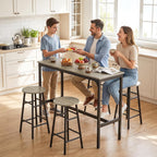 HOMCOM 5 Piece Bar Table Set w/ 4 Stools for Small Space, Grey Wood Effect