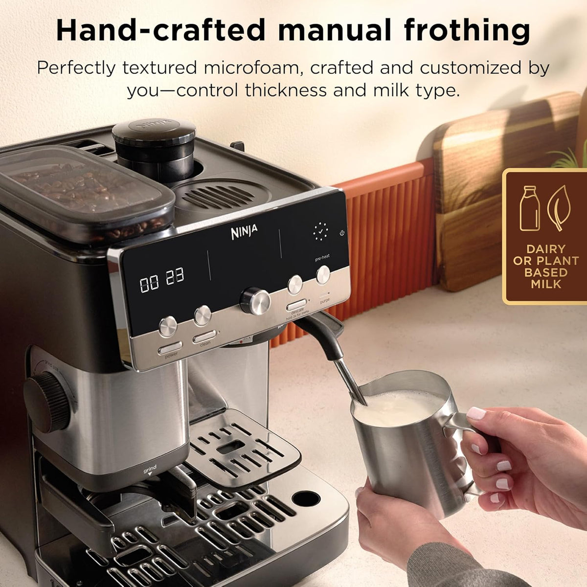Ninja Luxe Café Mini, Espresso Machine & Drip Coffee, Stainless, ES301 | Built-in Burr Grinder, Precision Scale & Manual Steam Wand, Lattes, Cappuccinos & More
