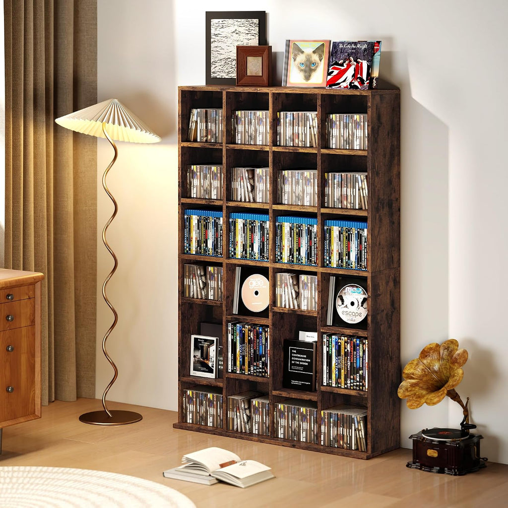 HOMCOM Tall 456 CD/ 336 DVD Storage Unit 89 x 130.5 cm Rustic Brown