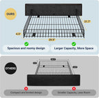 Allewie Queen Size Storage Bed Frame with 4 Underbed Drawers, Upholstered Platform Bed with Adjustable Headboard, Diamond Button Tufted, Easy Assembly, Noise-Free, No Box Spring Needed, Black