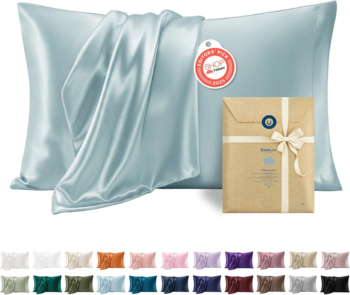 Bedsure Satin Pillowcases Queen Set of 2, Similar to Silk Pillow Cases Pink