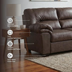 Signature Design by Ashley Faux Leather Living Room Sofa, Umber | 87"W contemporary 3-seater, Anti-sag platform foundation, Easy-clean upholstery fits 32" doorways, WalkerPoint Series