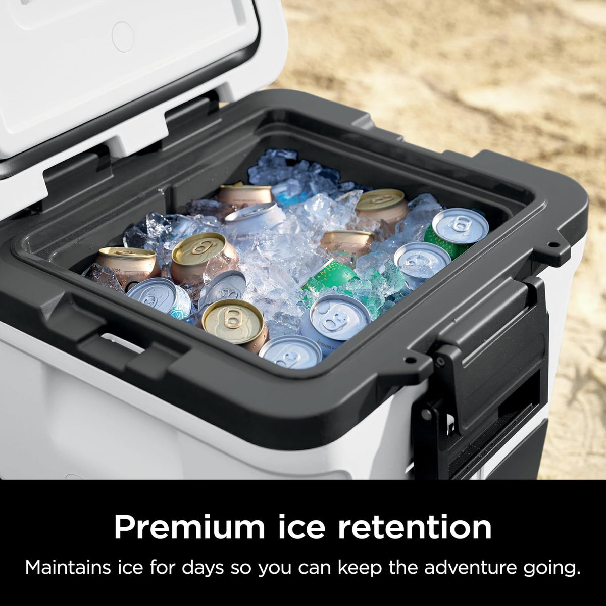 Ninja FrostVault 30qt Cooler with Wheels, Dry Storage Drawer, Cloud White | Ninja FrostVault's 30-qt capacity holds 48 cans, keeps food cool & dry, and rolls easily on all-terrain wheels