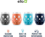Ello Cru 17oz Stemless Wine Glasses with Silicone Sleeves, 4 Pack, Paloma