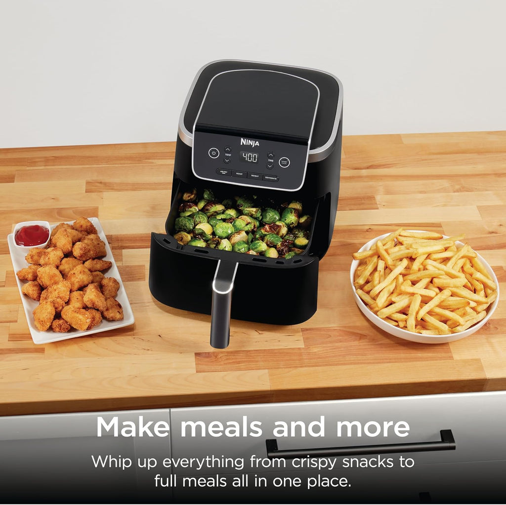 Ninja Air Fryer Pro, 5 Qt, 4-in-1, Grey, AF141 | Air fry, roast, reheat, dehydrate, 1750W, 400F max, Fits 4 lbs fries, Nonstick basket, Dishwasher-safe