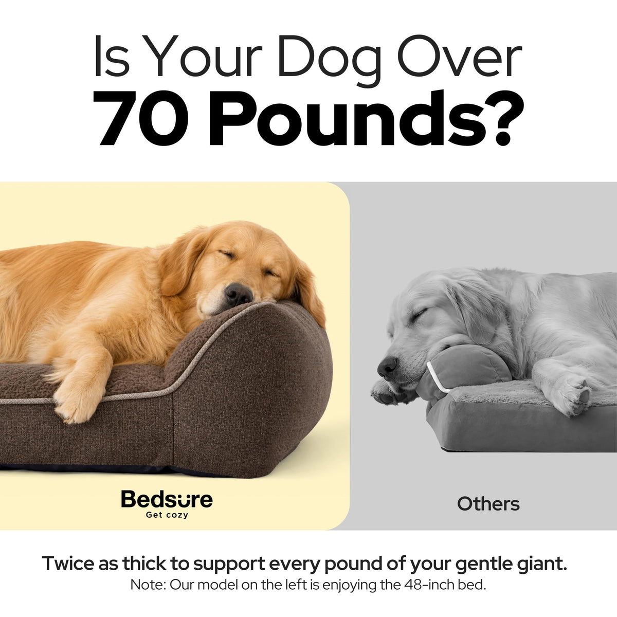 Bedsure SupportMax® Extra Thick Orthopedic XL Dog Bed for Extra Large Dogs