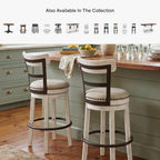 Signature Design by Ashley Valebeck 1-Piece Swivel Barstool, 30 In | Rustic white bar stools, Wood, engineered wood and metal frame, Cushioned polyester seat for pub tables, Farmhouse style